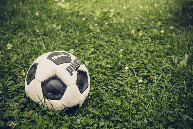 a soccer ball in the grass has been placed