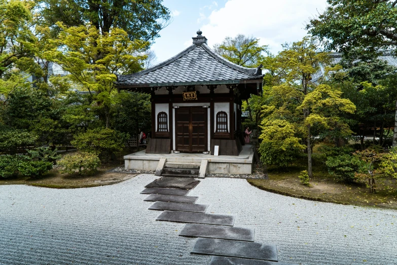 this is a beautiful gazebo surrounded by some trees