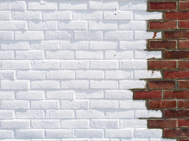 a red brick wall with a  in it