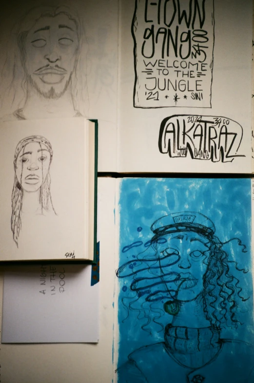 two sketches are in one on two walls