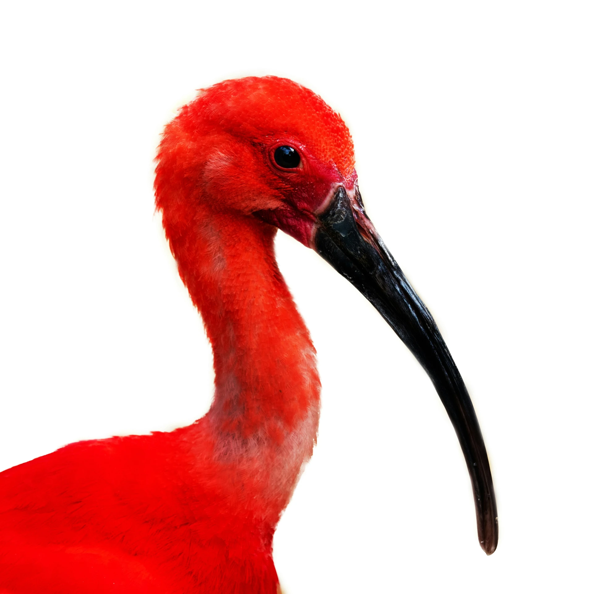 a red bird with an interesting long beak