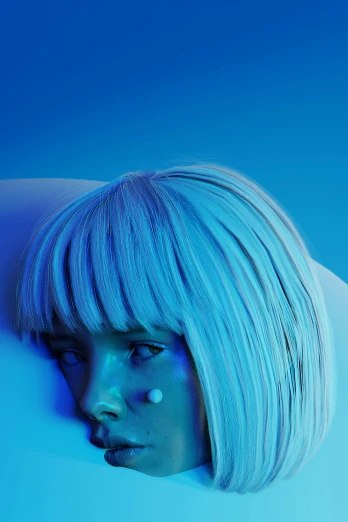 a woman's face is shown in blue light