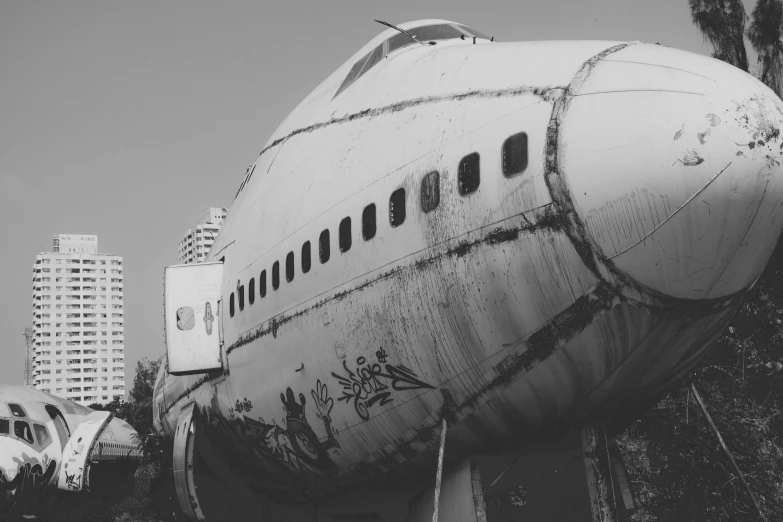 a plane that is standing in a field