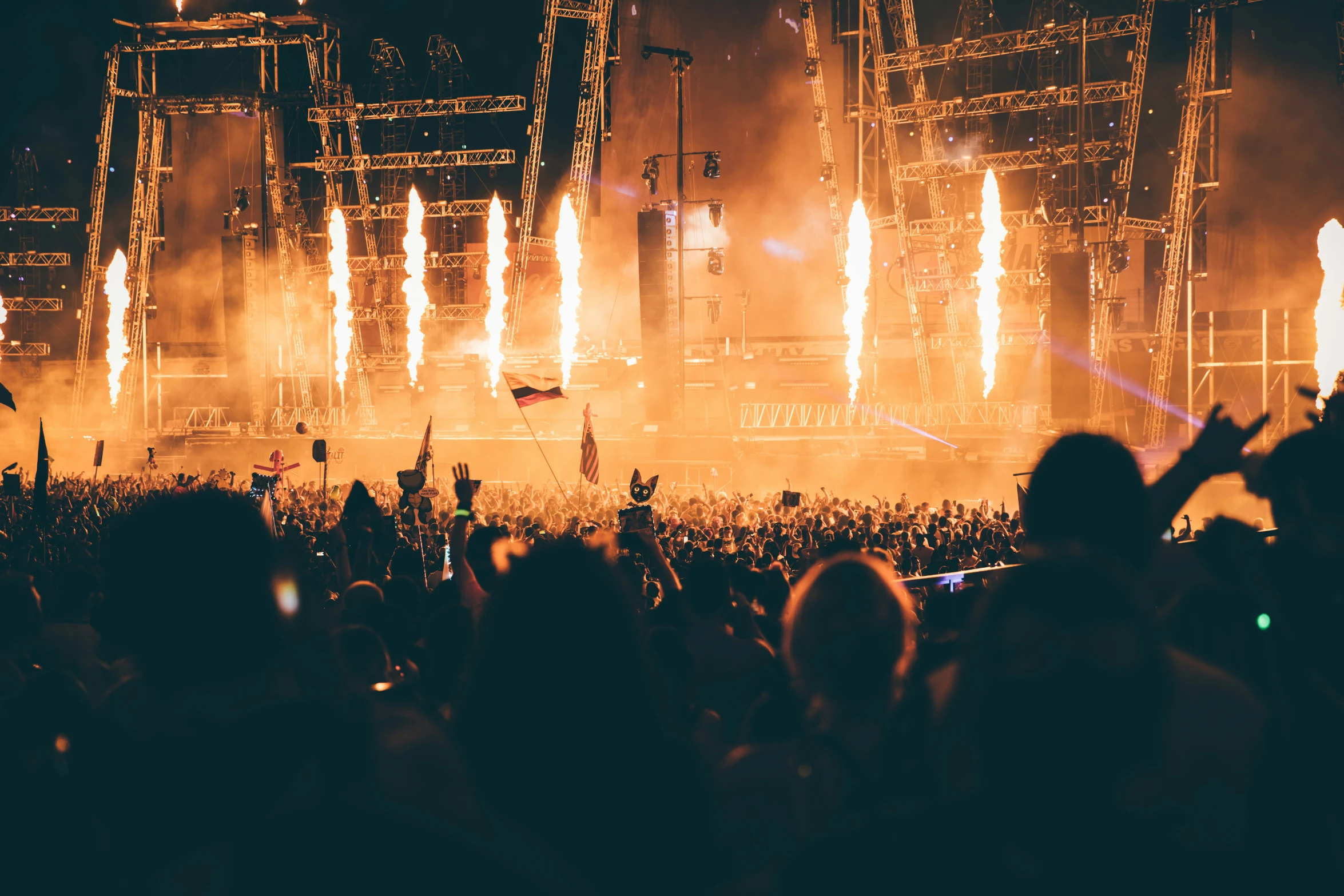 a crowd is watching the performers during a concert