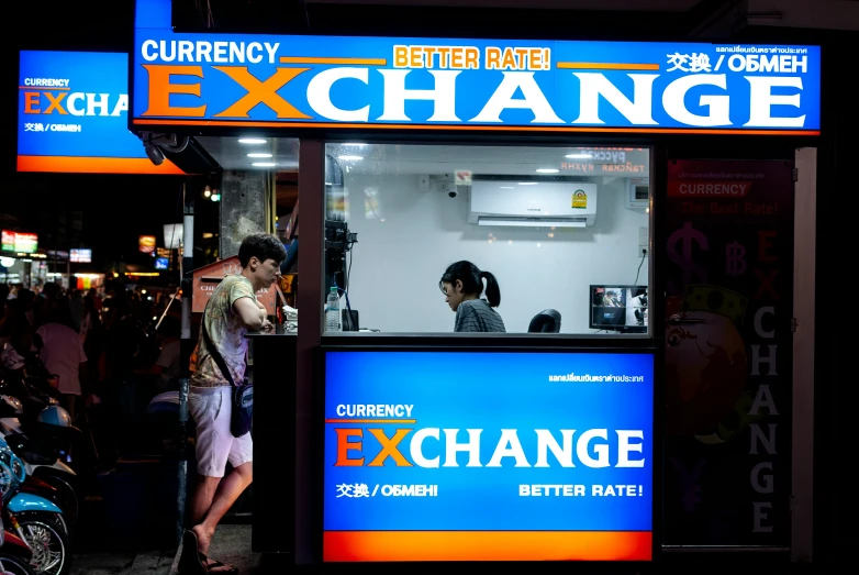 a person is outside a exchange exchange