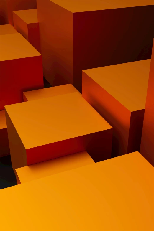 a computer graphic of squares and cubes in color orange