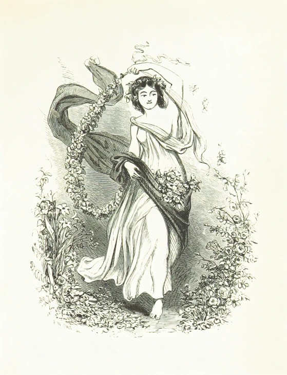 a drawing of a woman holding a bird