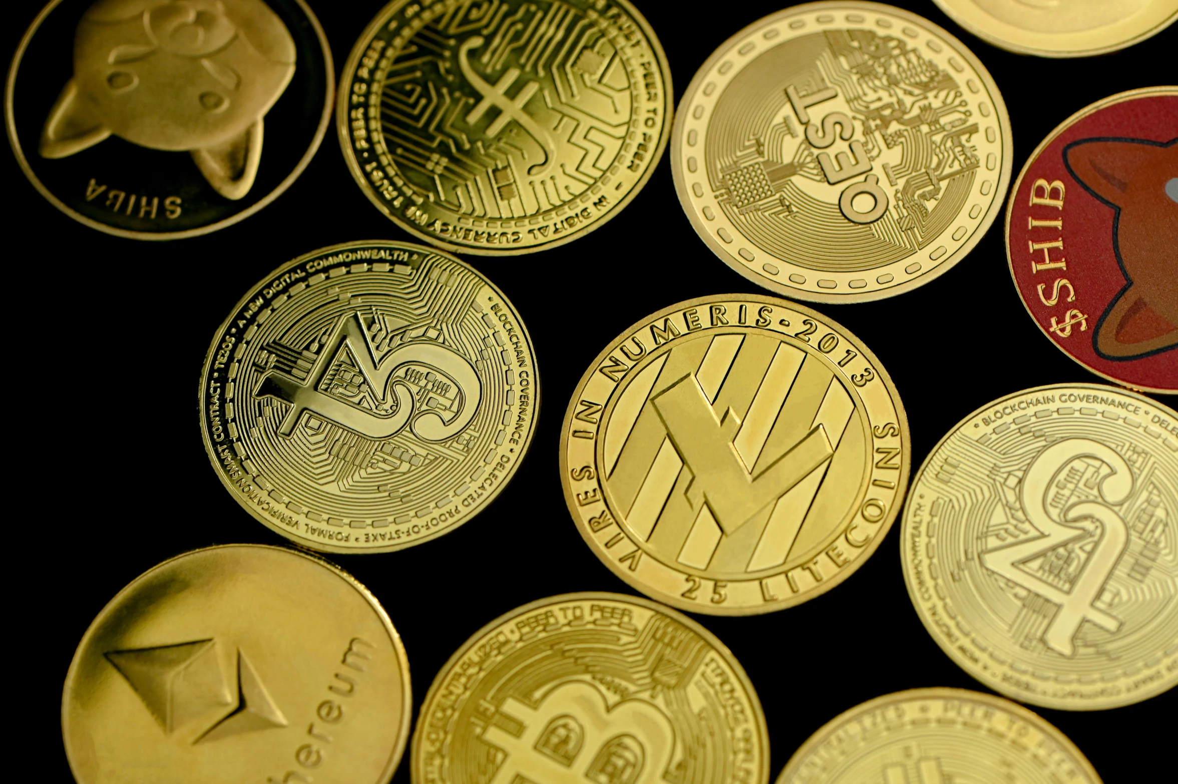 closeup of coins with different currency type