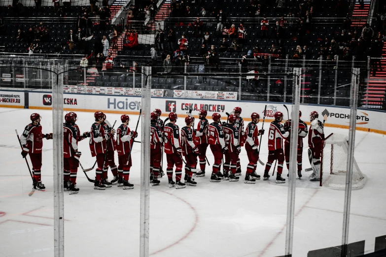 the hockey team is waiting for their next play