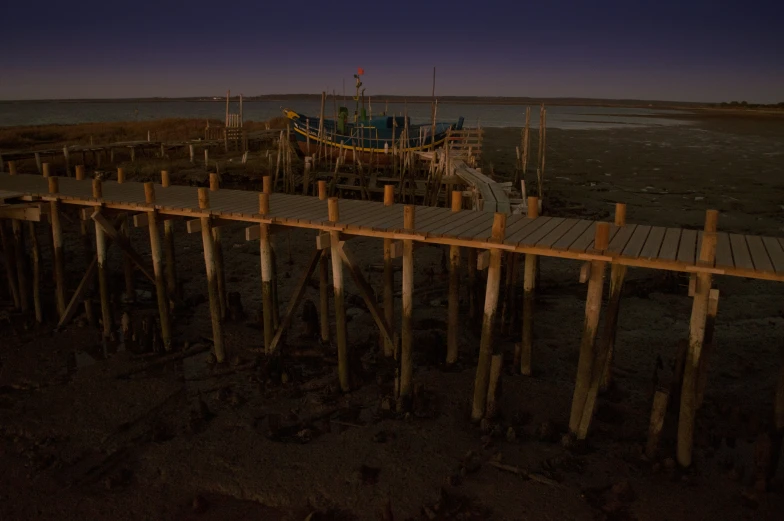 this po has a pier on it at night