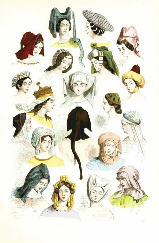 vintage victorian illustration of women in head scarves