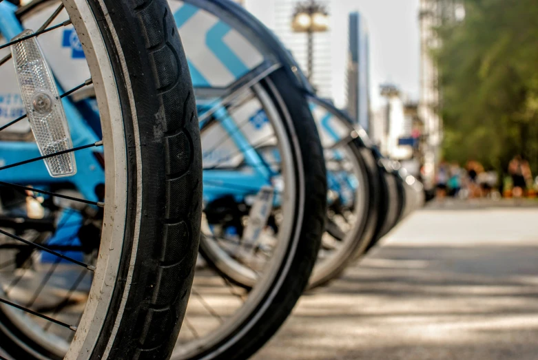 bikes are parked near each other on the street