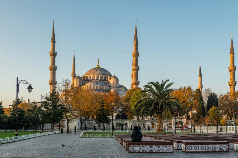 the blue mosque is located on the edge of the square