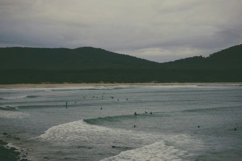 the water is wavy and low to the shore