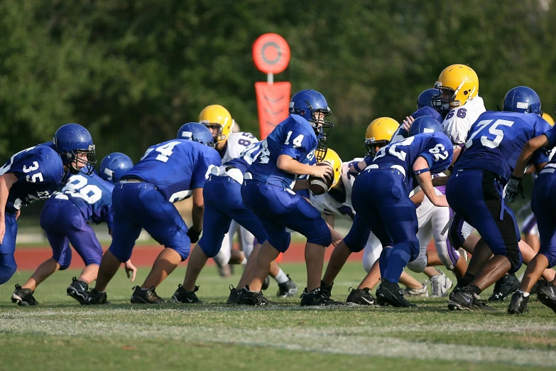 a football game with the team playing