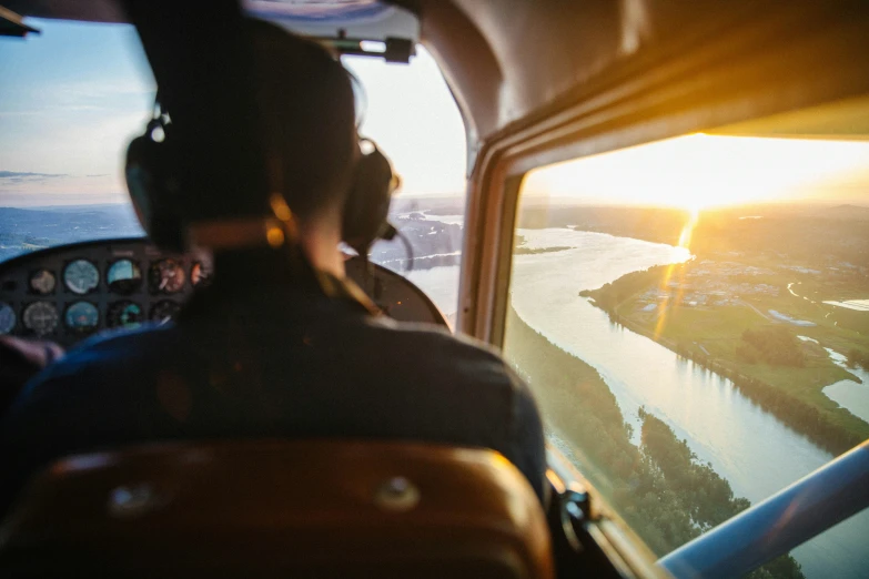 a view out a cockpit window of a plane