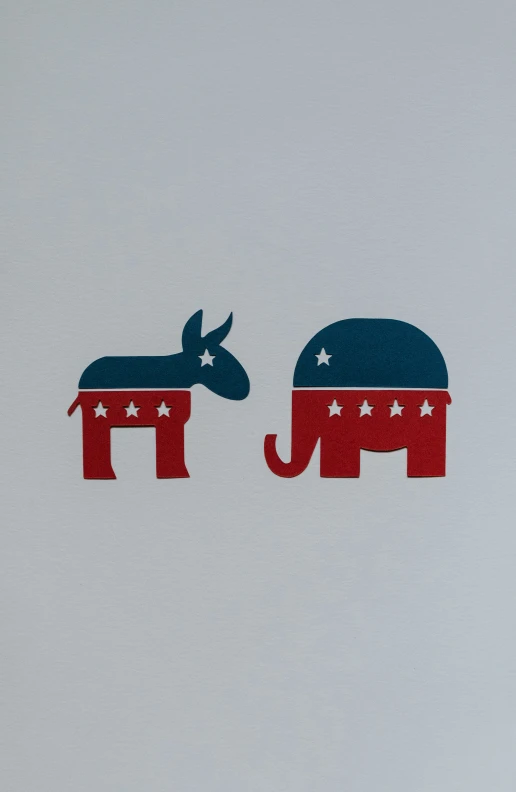 two elephants are painted as stars and stripes
