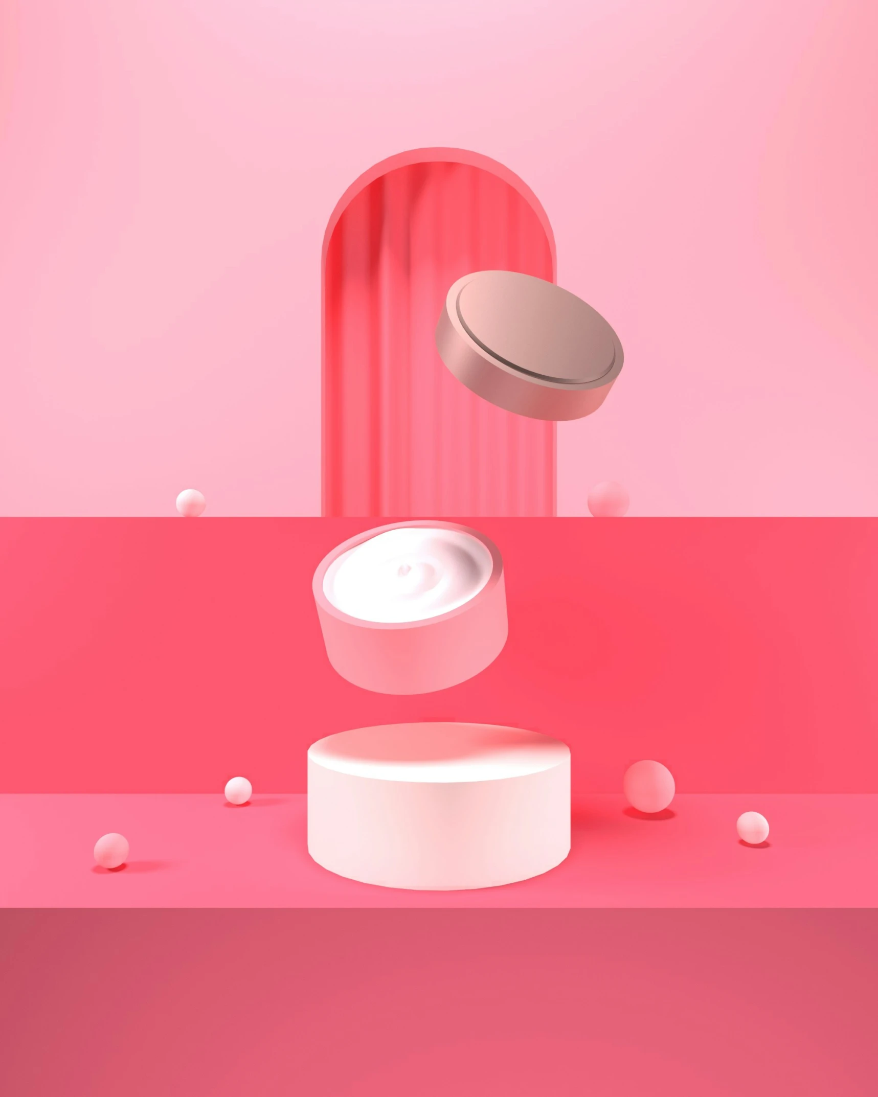 a po of a pink background with a round object in the middle of it