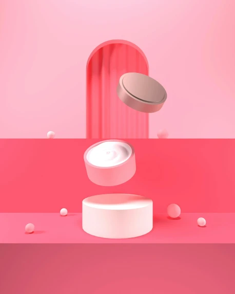 a po of a pink background with a round object in the middle of it