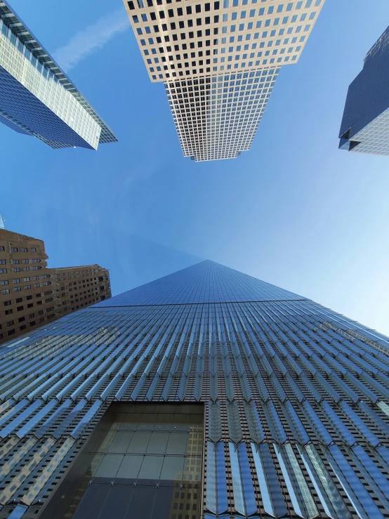 the inside of several tall building structures in a city