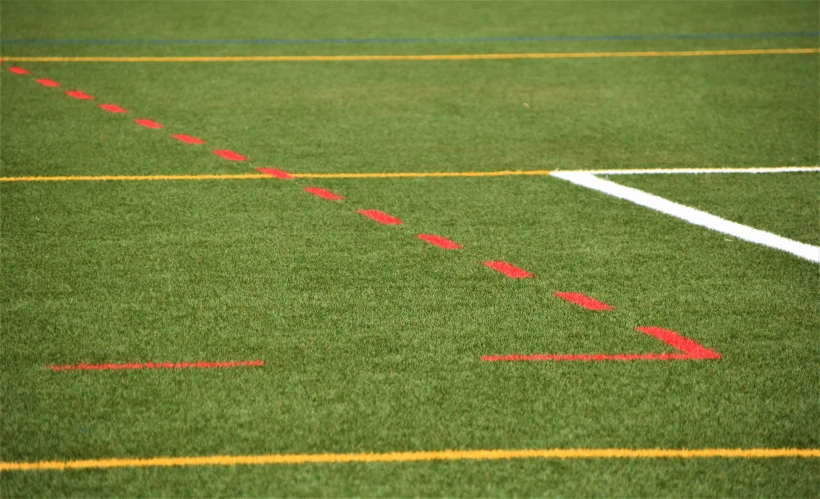 this is an image of a field with red markers