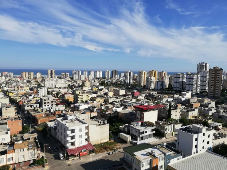 a bird - eye view of a city area with tall buildings