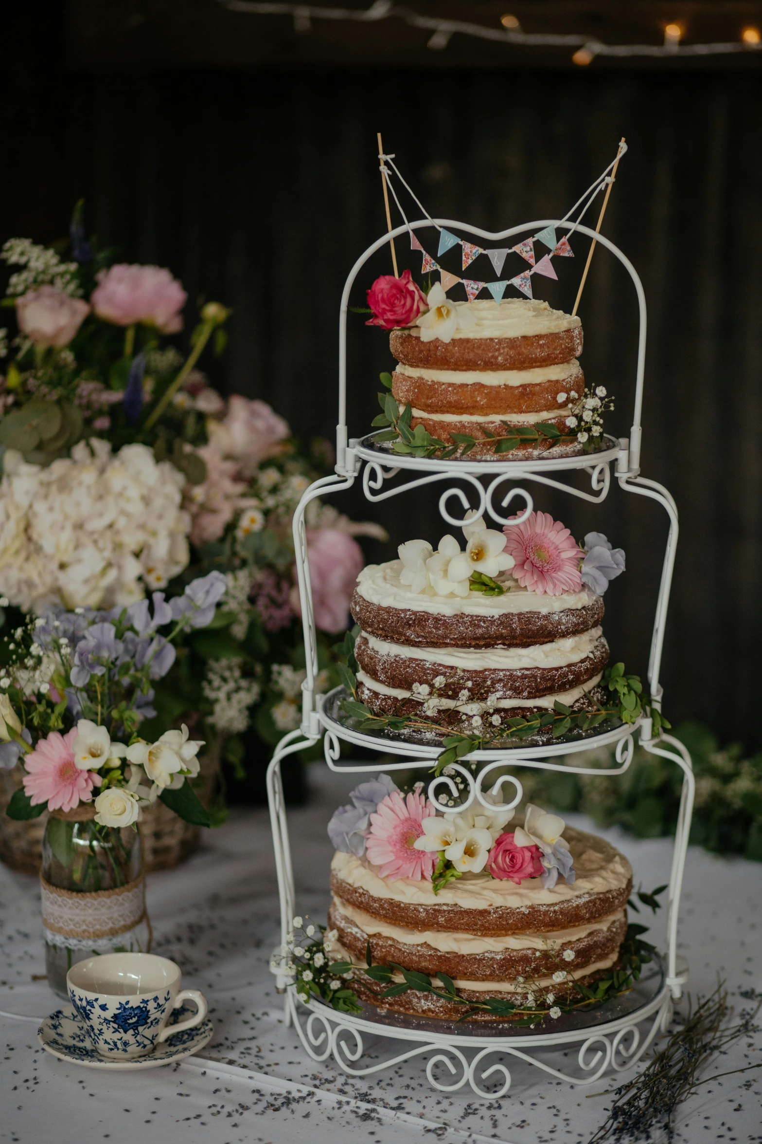 the three layer cake is sitting on a plate