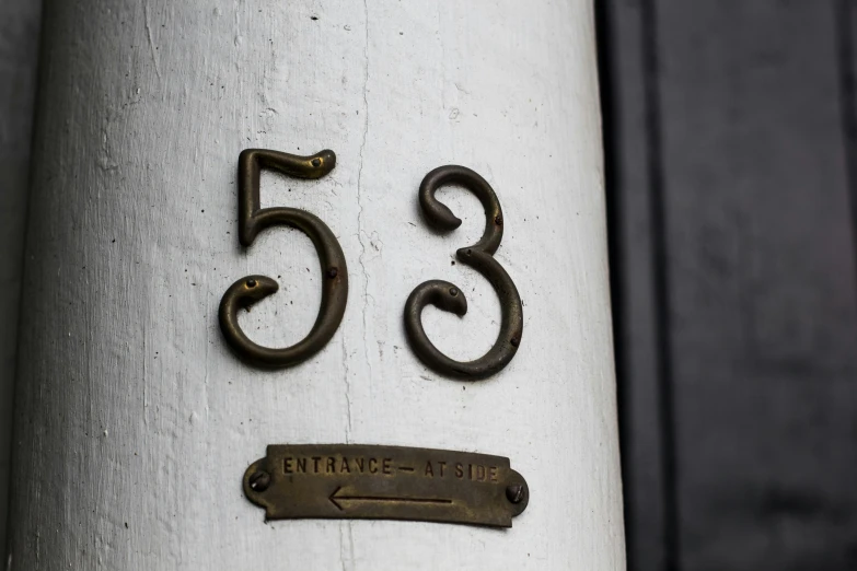a pair of numbers are attached to the side of a pole
