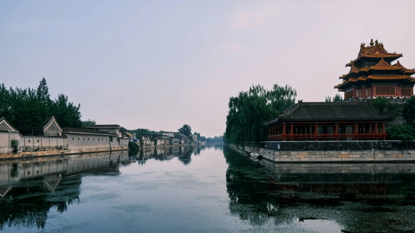 the city is nestled on the shore of the river