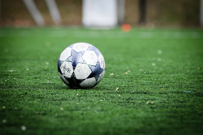 a soccer ball is shown on a field