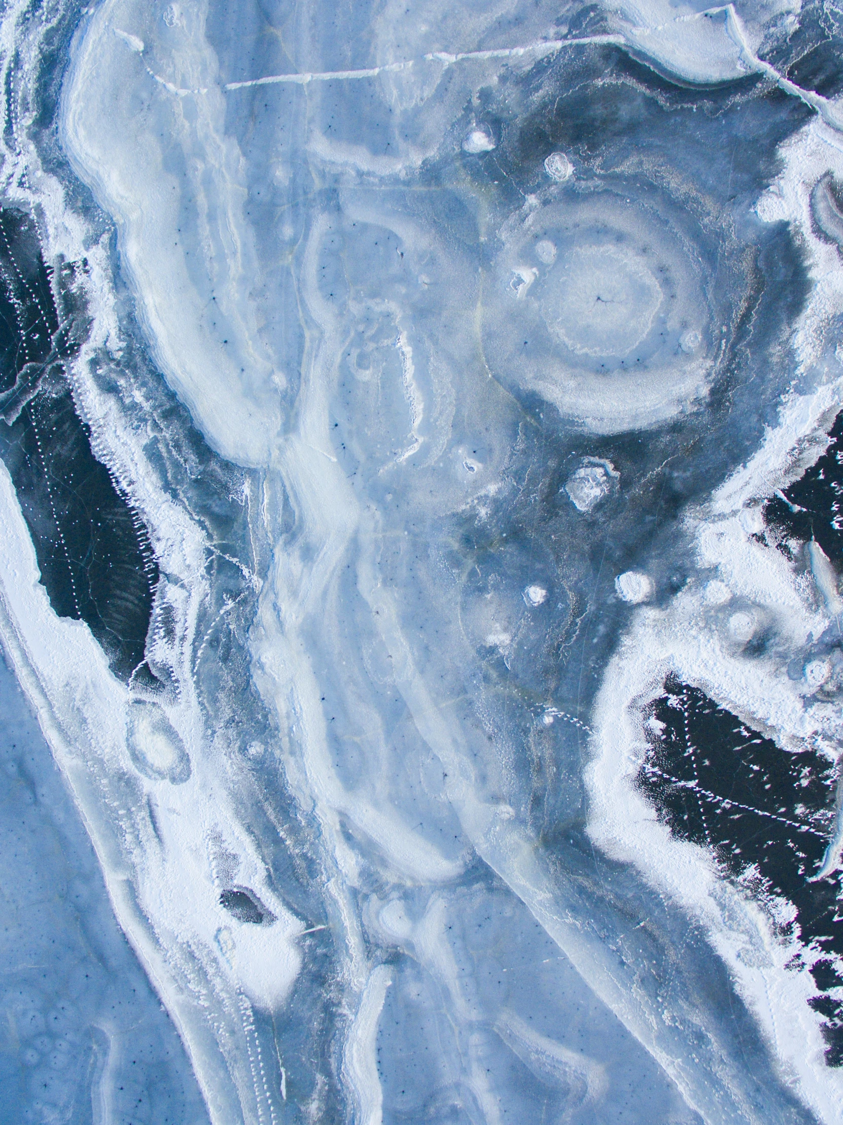 aerial s of some snow and ice in the water