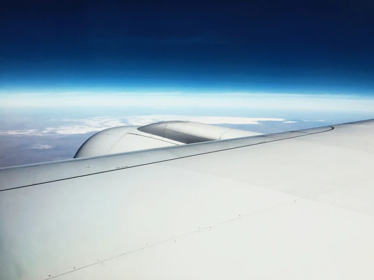 the wing of an airplane as seen from inside