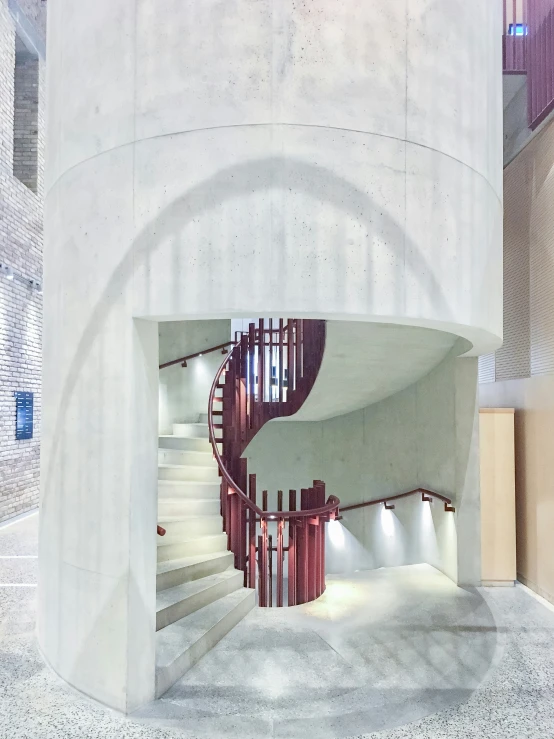 the inside of an indoor building with steps