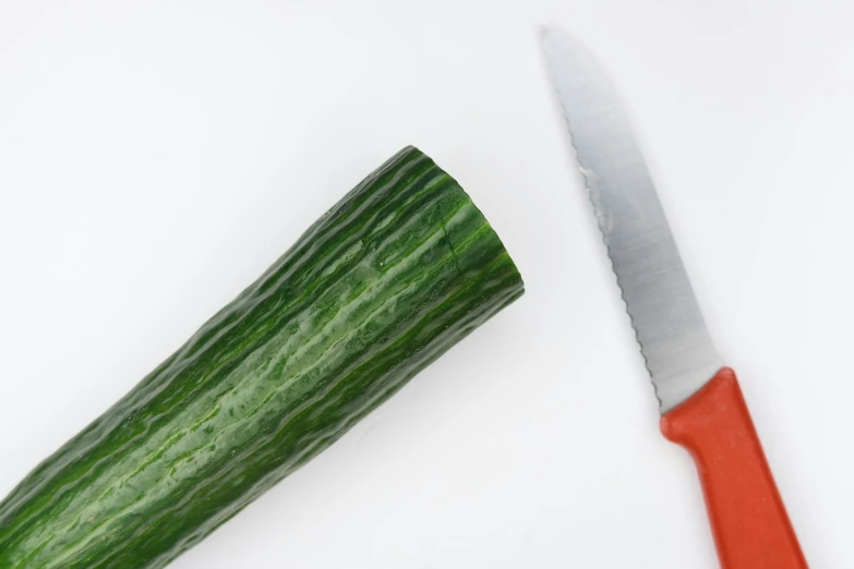 the green stalk and knife are all cut up