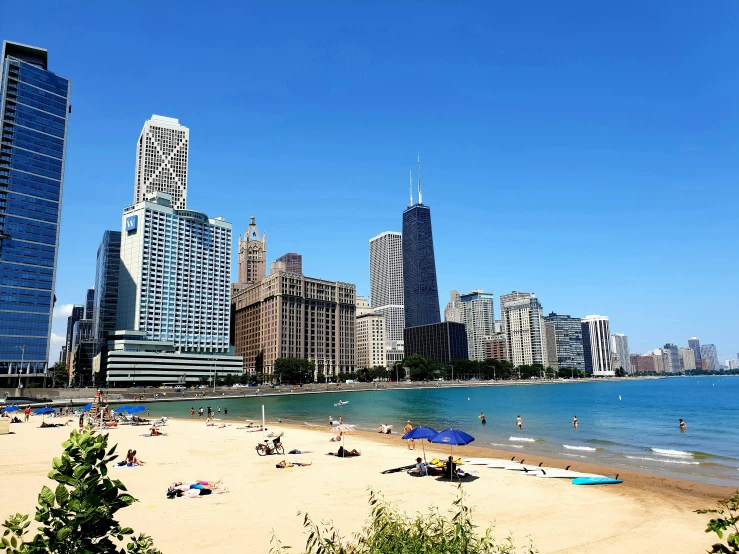 a beach with lots of people sitting on it