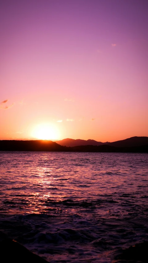 a sunset view of a body of water