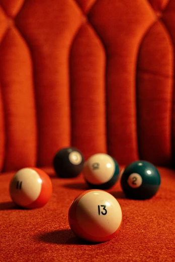 billiards balls lined up near each other