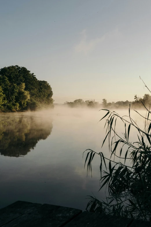 fog on the water during a beautiful early morning