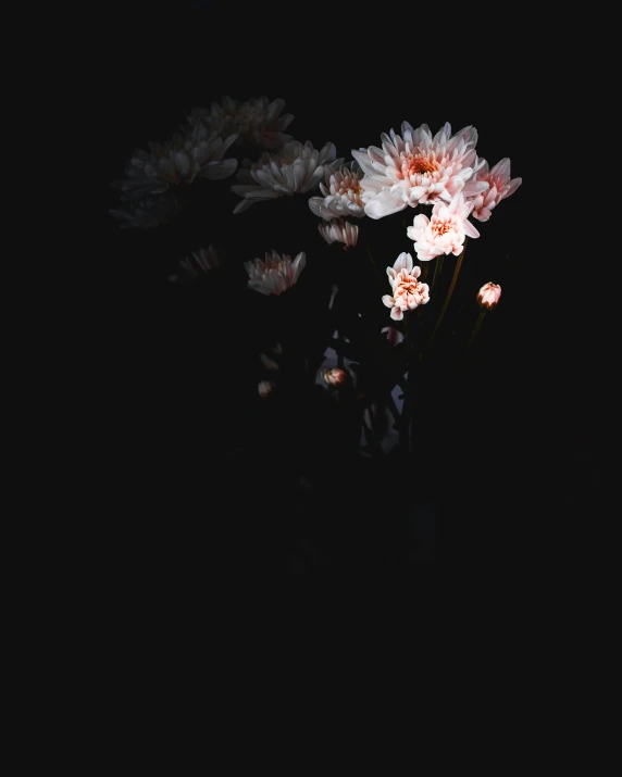 a bouquet of pink and white flowers sitting on top of a table