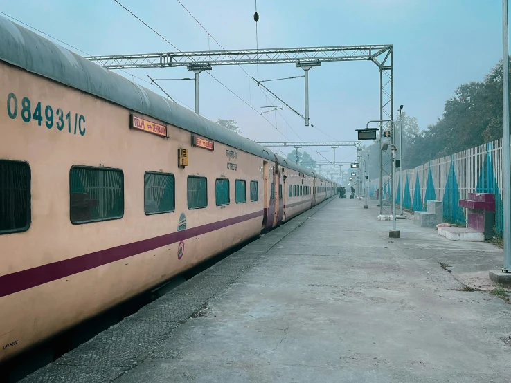 a train on the tracks near two other trains