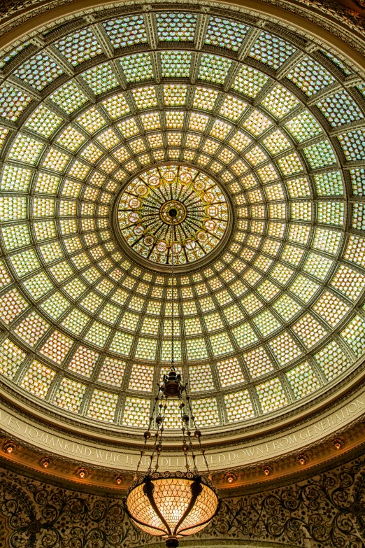 the ceiling is decorated with circular designs