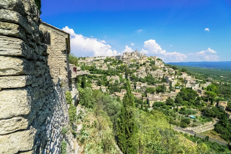 a view of the town from the side of a hill