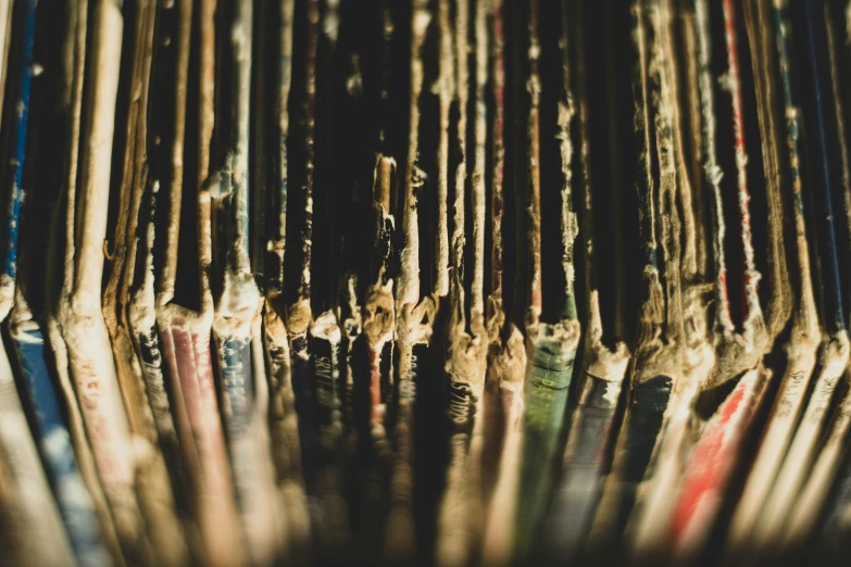 many wooden baseball bats arranged neatly together