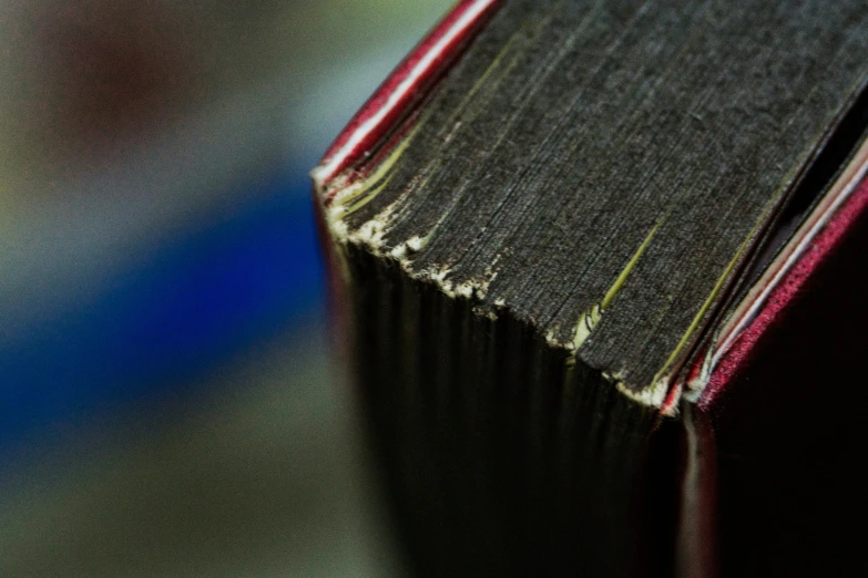 the closeup view of a book from below