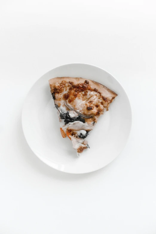 half eaten piece of pizza sitting on a plate