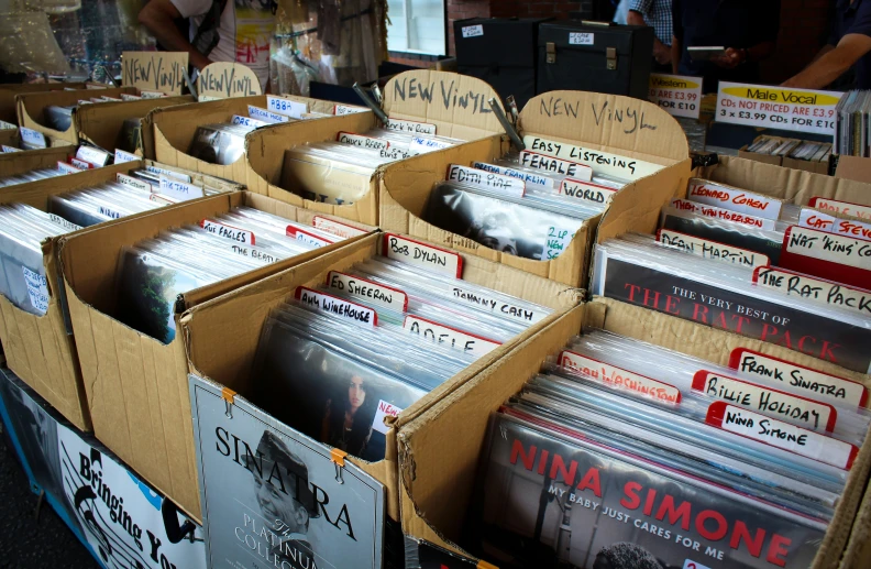 a group of records that are in a box