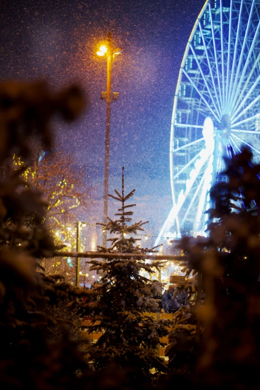 an image of a carnival ride at night