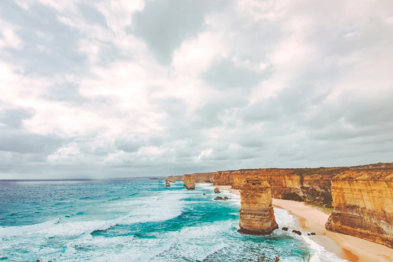 cliffs on an overcast day with ocean and cloudy sky