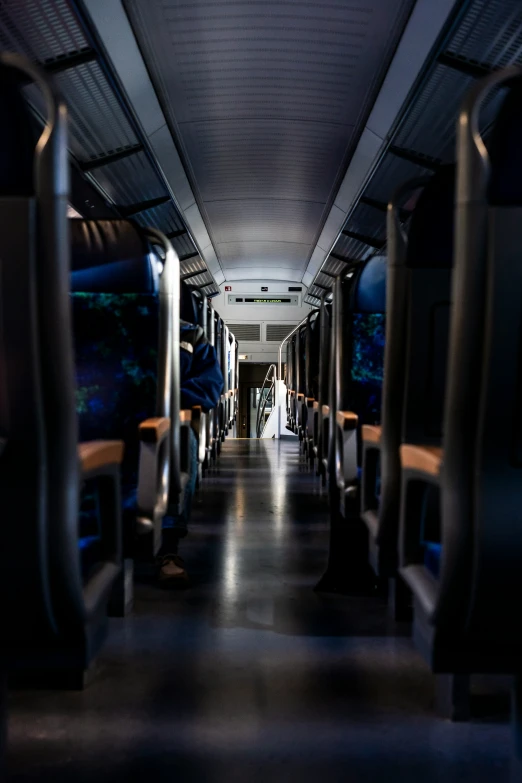 inside view of bus with lots of seats