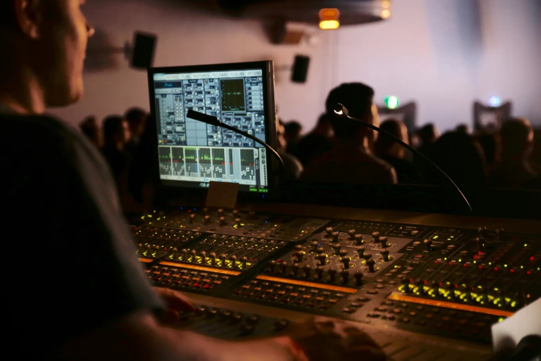 a sound board is shown in front of a crowd